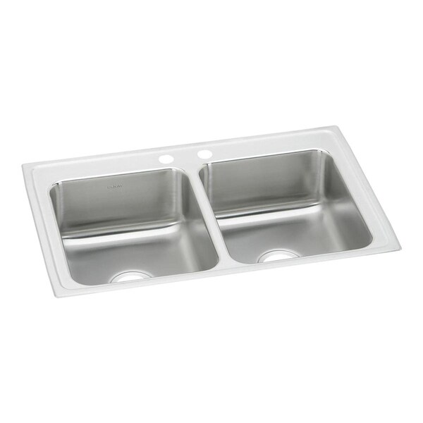 Lustertone Ss 33X21.2X7.8 Equal Double Bowl Drop-In Sink With Quick-Clip